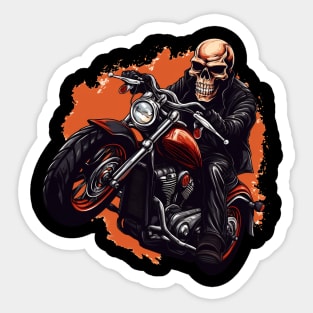 skull riding a motorcycle Sticker